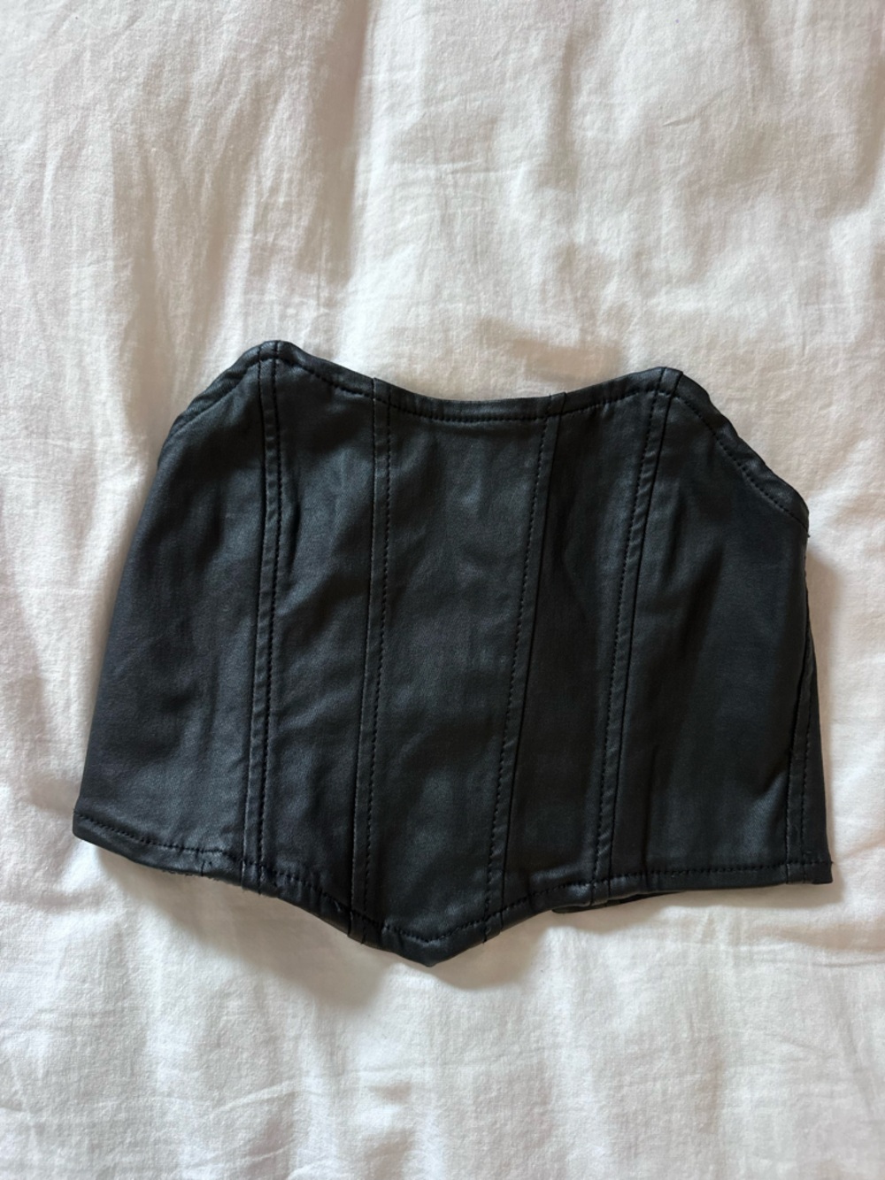 Black Faux Leather Corset Top (Size S)